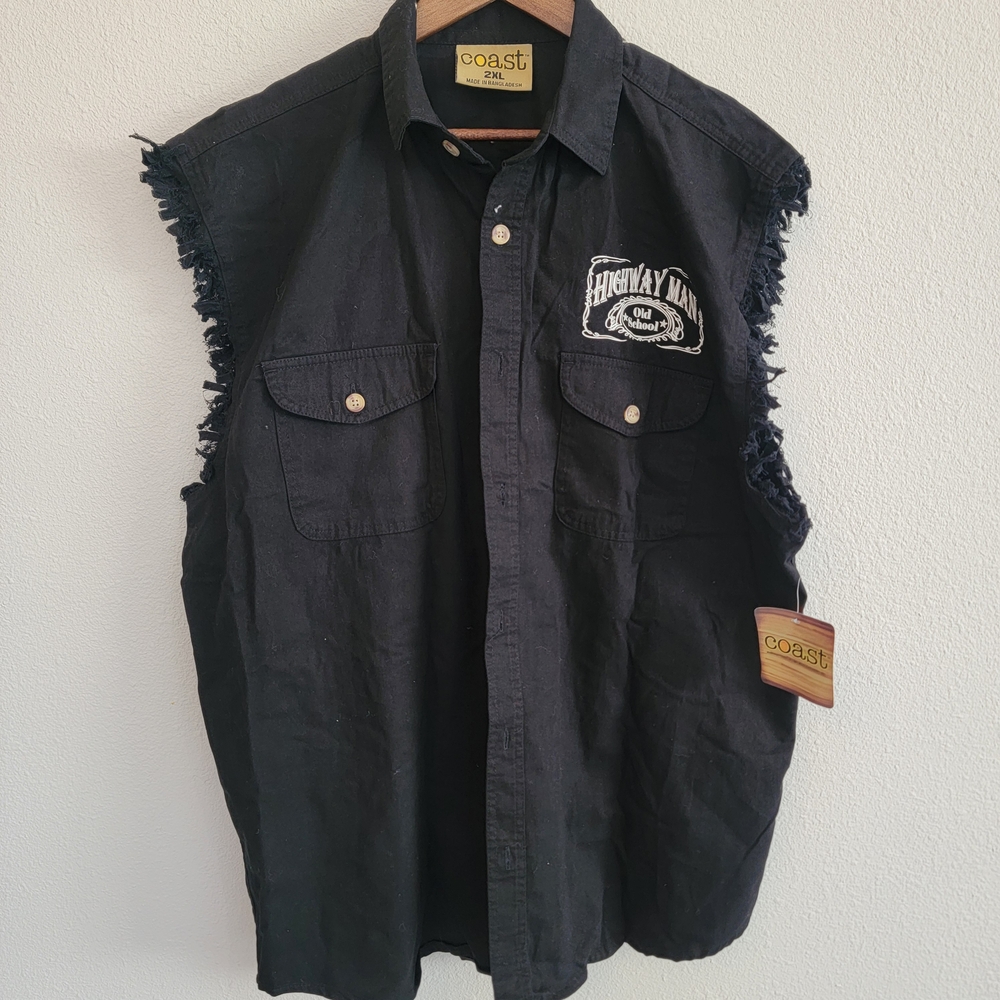 Coast Black Sleeveless Vest Bikecore Grung Workwear Summer Nights One Of A Kind
